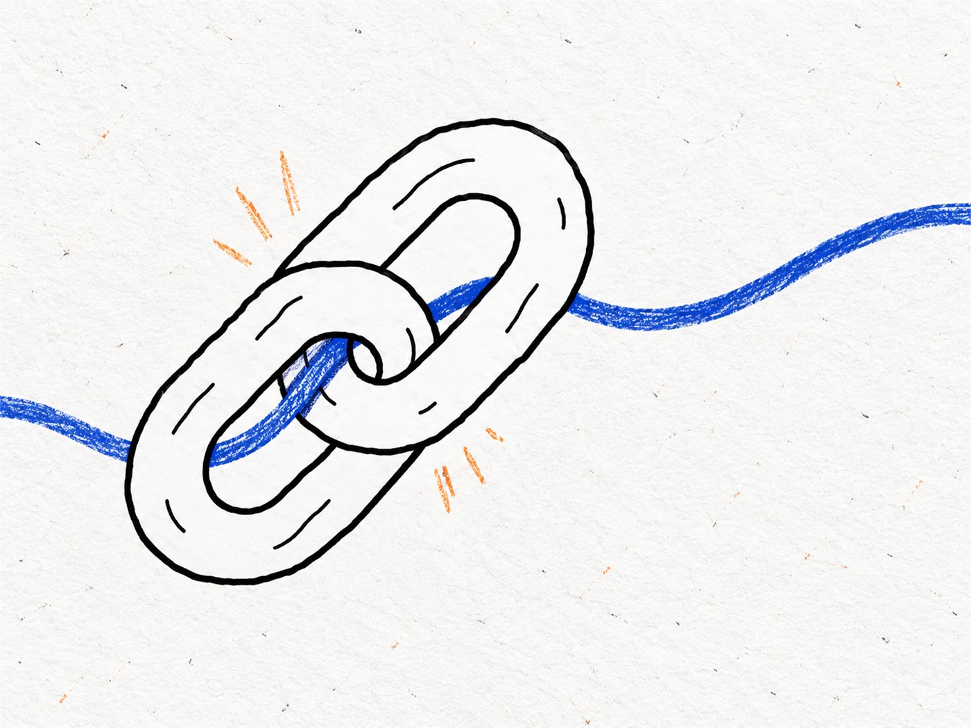 The two TWINEJAK links catching a blue hand-drawn thread